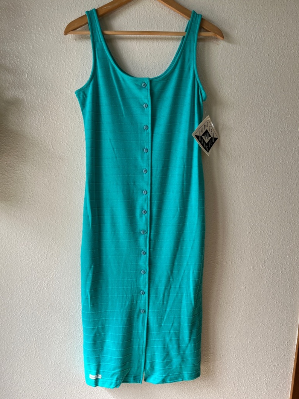 Vintage Dead Stock Hang Ten Teal Button Down Sun Beach Surf Dress M NWT